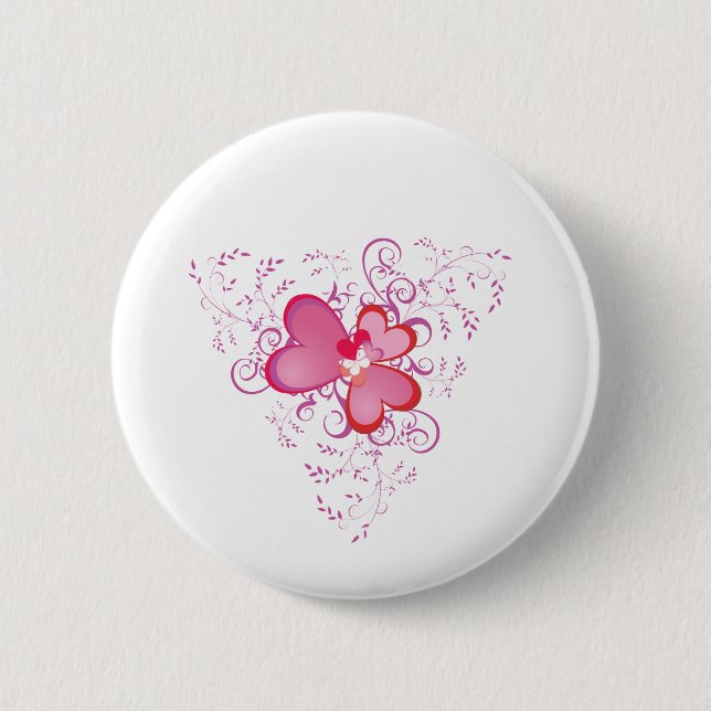 Badge Rond 5 Cm Coeurs roses (Devant)