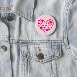 Badge Rond 5 Cm Coeurs roses Bonne Journée GALentines