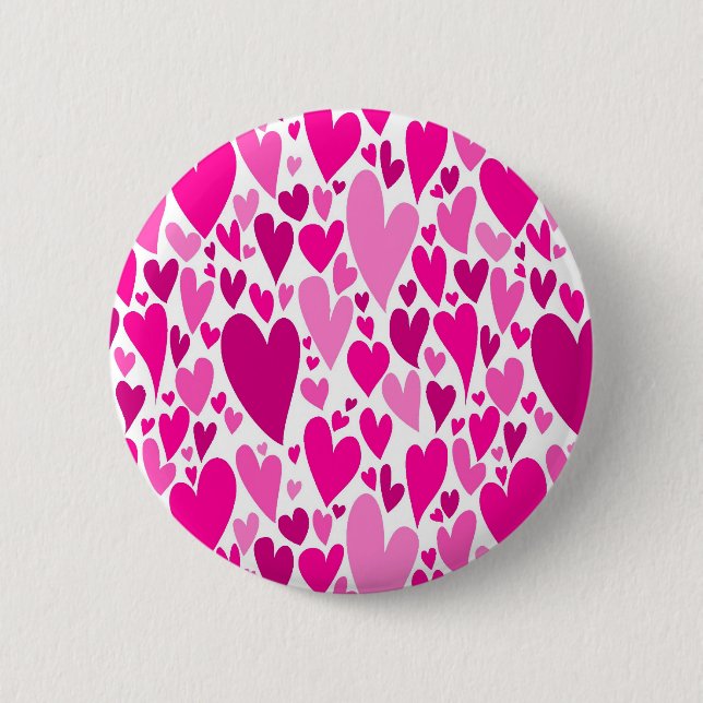 Badge Rond 5 Cm Coeurs roses super et romantiques Saint-Valentin (Devant)