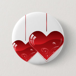 Badge Rond 5 Cm Coeurs sur une chaîne