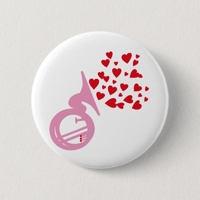 Badge Rond 5 Cm Coeurs Tuba (Devant)