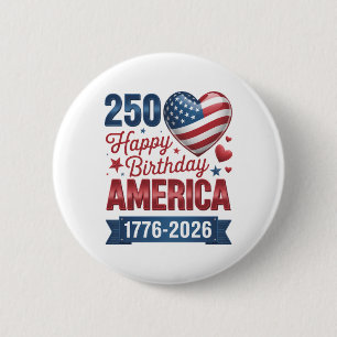 Badge Rond 5 Cm Cœurs USA 1776 2026 4 juillet