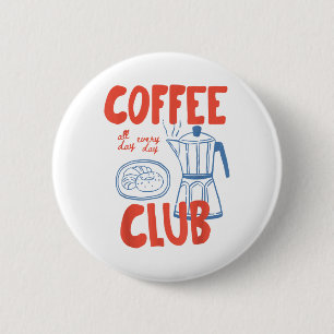 Badge Rond 5 Cm Coffee Club Retro Coffee Graphic Pour Amateur De C