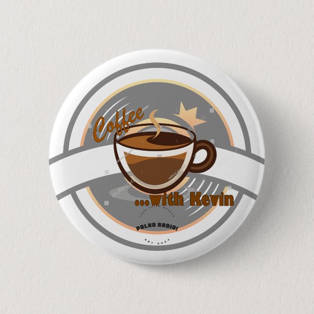 Badge Rond 5 Cm Coffee with Kevin Button (Devant)