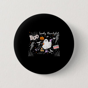 Badge Rond 5 Cm Coiffeur Halloween Coiffure Fantôme Spooky Cosméto