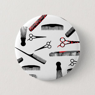 Badge Rond 5 Cm Coiffure naturelle rouge noir