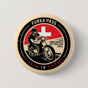 Badge Rond 5 Cm Col Furka   Suisse   Motorcycle