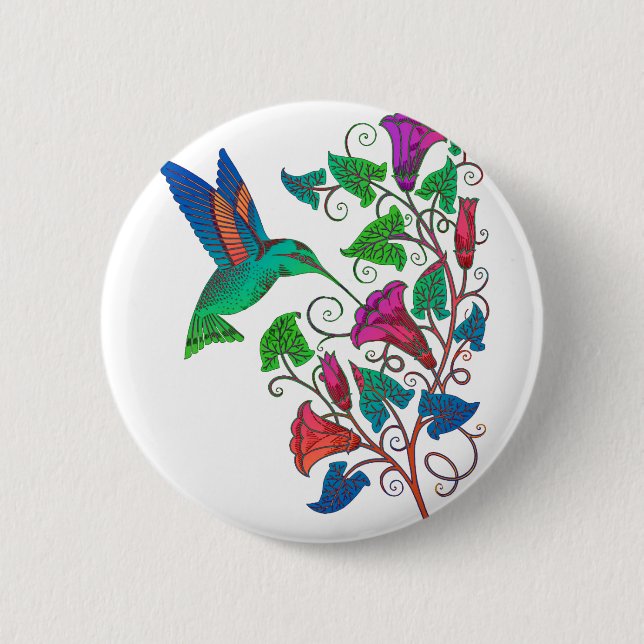 Badge Rond 5 Cm Colibri d'arc-en-ciel (Devant)