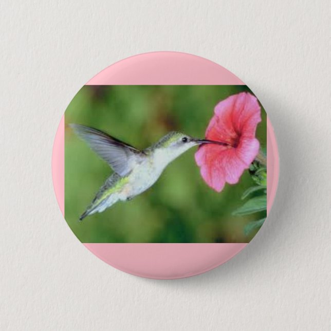 Badge Rond 5 Cm Colibri sur un bouton rond (Devant)