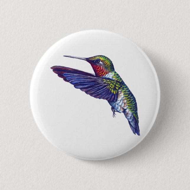 Badge Rond 5 Cm Colibri Throated rouge (Devant)