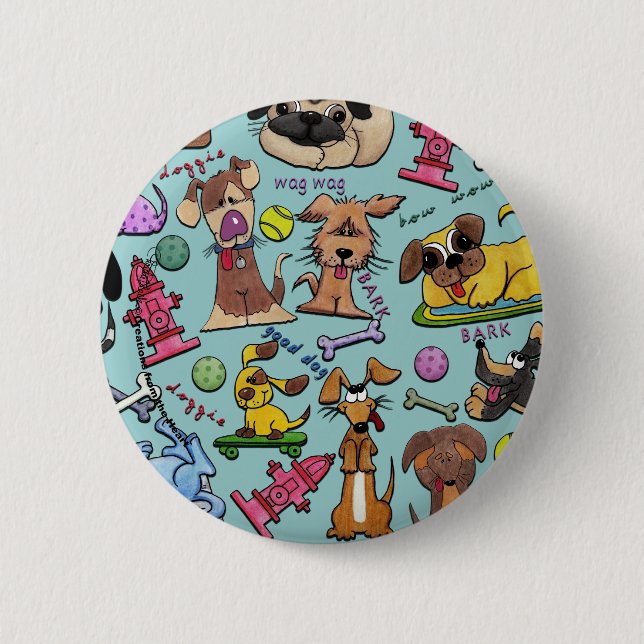 Badge Rond 5 Cm Collage à thème de chien (Devant)