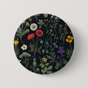 Badge Rond 5 Cm Collage de fleurs sauvages