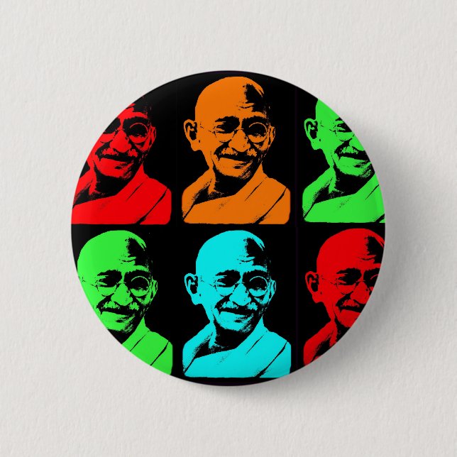 Badge Rond 5 Cm Collage de Mahatma Gandhi (Devant)