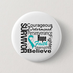 Badge Rond 5 Cm Collage de survivant de cancer du col de l'utérus