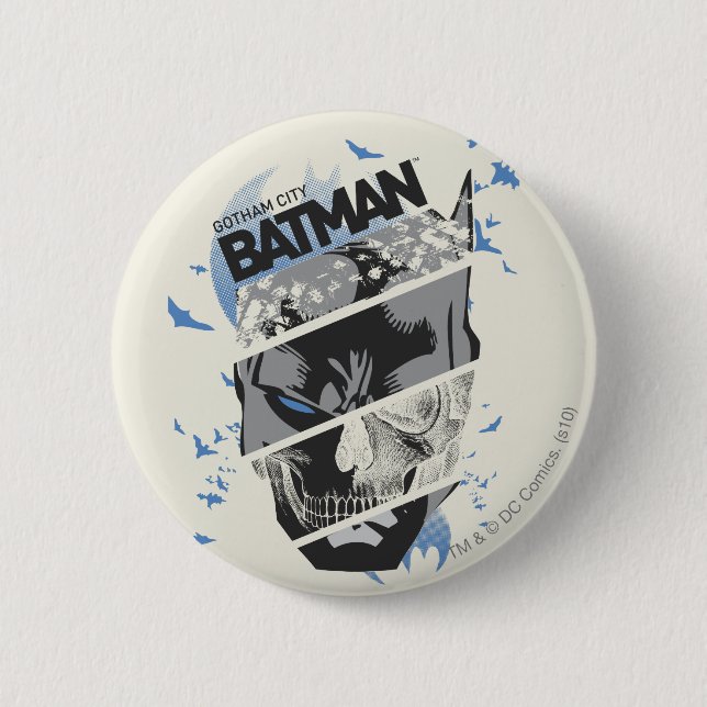 Badge Rond 5 Cm Collage du crâne Gotham City Batman (Devant)