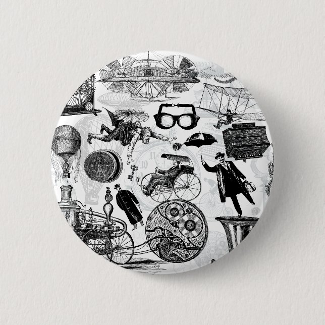 Badge Rond 5 Cm Collage numéro 2 de Steampunk (Devant)