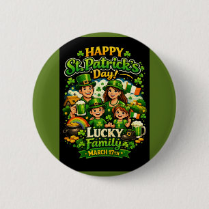 Badge Rond 5 Cm Collection Chanceux Shamrock Famille