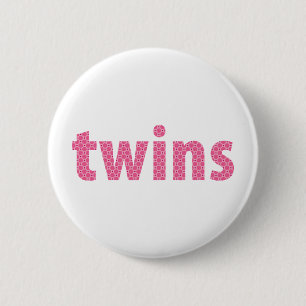 Badge Rond 5 Cm COLLECTION de JUMEAUX - filles {rose}