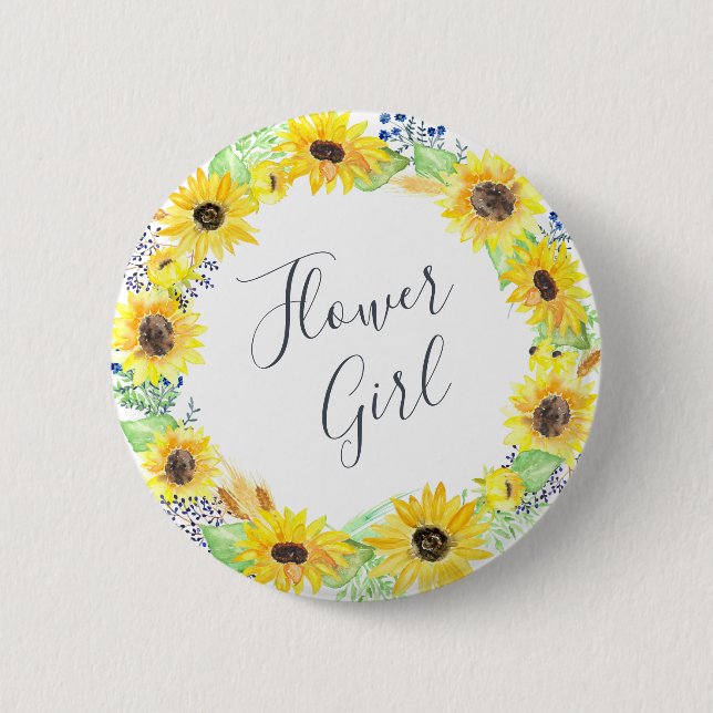 Badge Rond 5 Cm Collection Flowfields | demoiselle d'honneur (Devant)