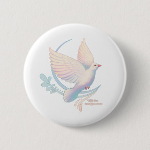 Badge Rond 5 Cm Colombe blanche