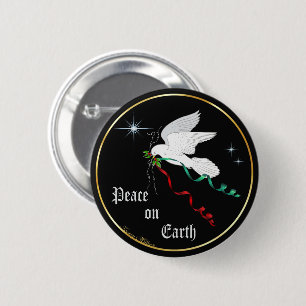 Badge Rond 5 Cm Colombe blanche