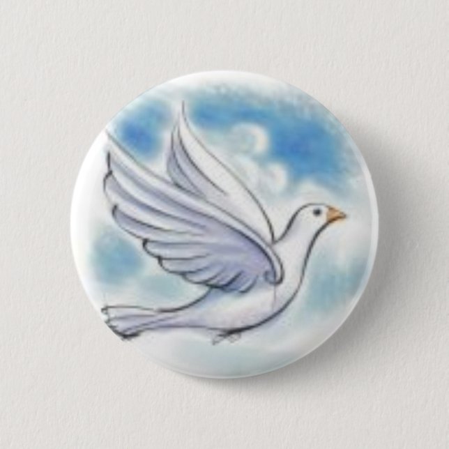 Badge Rond 5 Cm colombe de blanc (Devant)