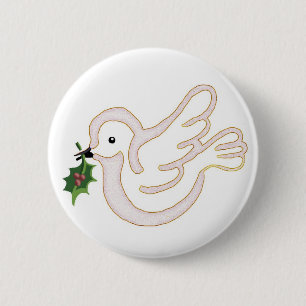 Badge Rond 5 Cm Colombe de paix de Noël