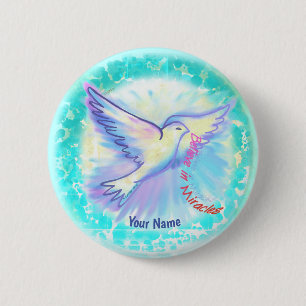 Badge Rond 5 Cm Colombe des miracles chrétiens