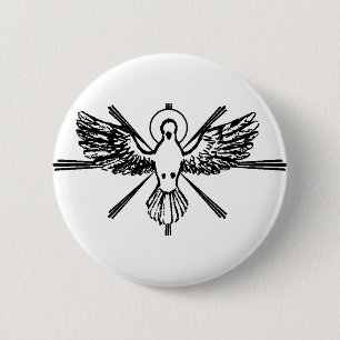 Badge Rond 5 Cm Colombe du Saint-Esprit Confirmation religieuse et