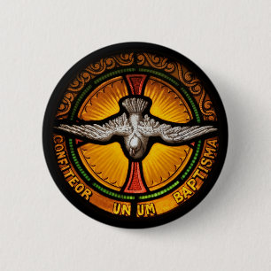 Badge Rond 5 Cm Colombe en verre souillé