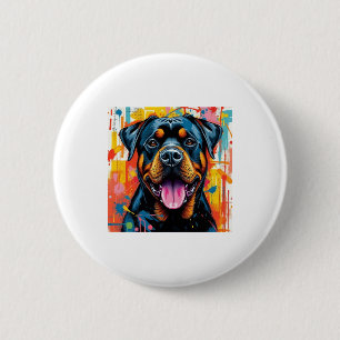 Badge Rond 5 Cm Coloré Rottweiler Pop Art � style éclaboussant