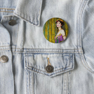 Badge Rond 5 Cm Coloré style Klimt Collage Portrait de femme