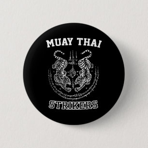 Badge Rond 5 Cm Combattant de Muay Thai Kickboxing Tigre Sak Yant 