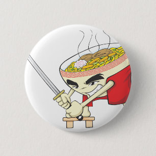 Badge Rond 5 Cm Combattant japonais de soupe de nouilles avec