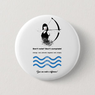 Badge Rond 5 Cm Combo Femme Archer et Vote Blue