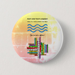 Badge Rond 5 Cm Combo Vote Bleu Fort Femmes Word Cloud
