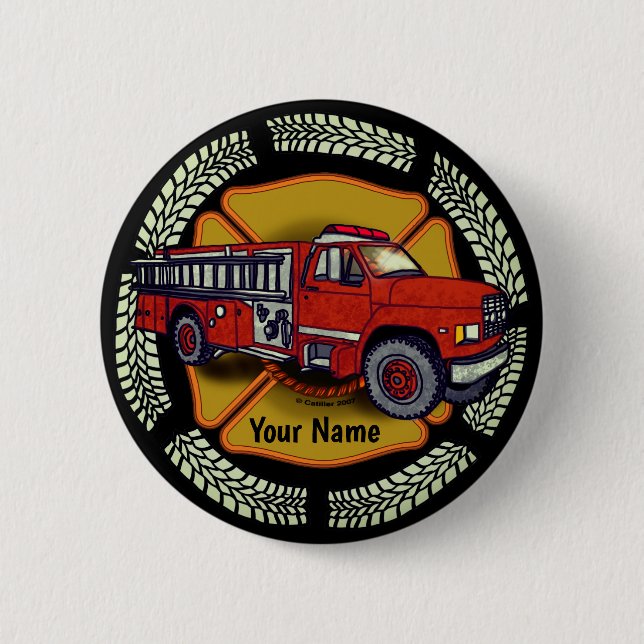 Badge Rond 5 Cm Comment faire pour rouler un camion pompier (Devant)