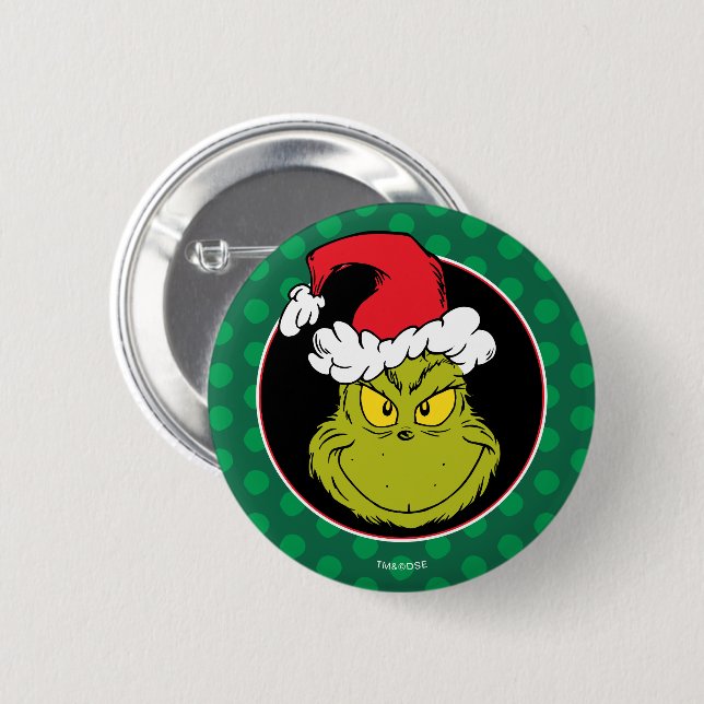 Badge Rond 5 Cm Comment le pouce a volé Noël | Naughty Grinch (Devant & derrière)