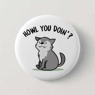 Badge Rond 5 Cm Comment tu fais Funny Baby Wolf Pun