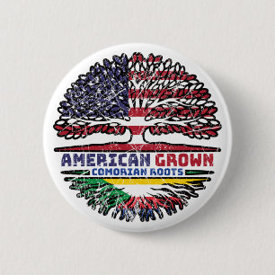 Badge Rond 5 Cm Comoros Comorian American États-Unis Tree Roots Fl