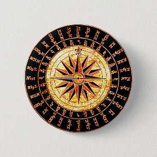 Badge Rond 5 Cm Compas d'or modifié