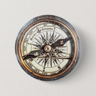 Badge Rond 5 Cm Compas sur l'eau