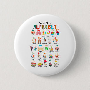 Badge Rond 5 Cm Compétences Alphabet Abc Conseil de sensibilisatio