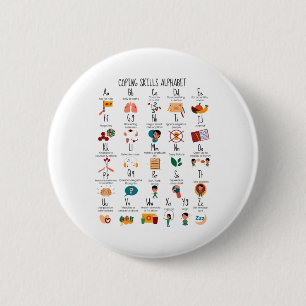 Badge Rond 5 Cm Compétences Alphabet Conseiller scolaire Santé men
