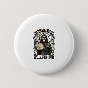 Badge Rond 5 Cm Comptable d'Halloween Sorcière Design de Faucheur