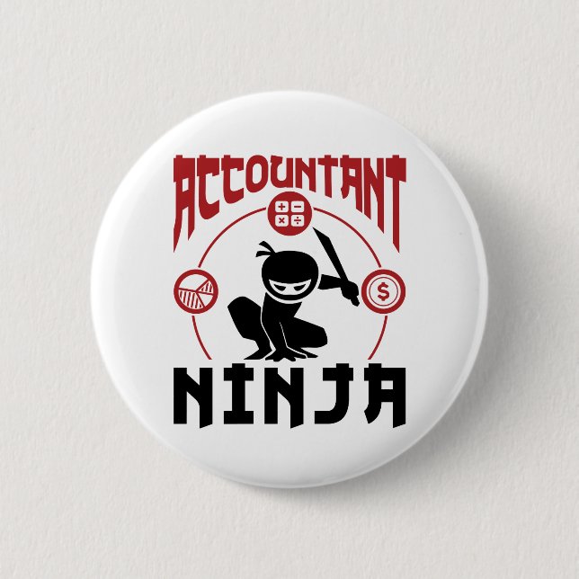 Badge Rond 5 Cm Comptable Ninja Comptabilité CPA (Devant)
