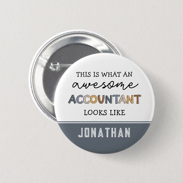 Badge Rond 5 Cm Comptable personnalisé Funny Comptable génial (Devant & derrière)