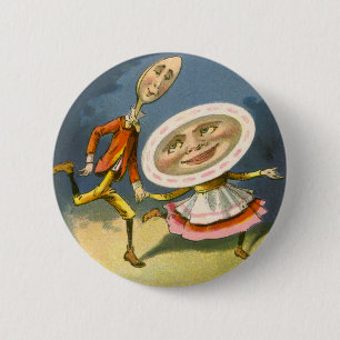 Badge Rond 5 Cm Comptine vintage de Mère l'Oie Hey Diddle