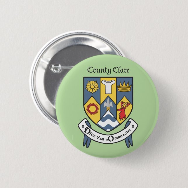 Badge Rond 5 Cm Comté Clare Button (Devant & derrière)