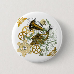 Badge Rond 5 Cm Conception affligée de Steampunk de regard